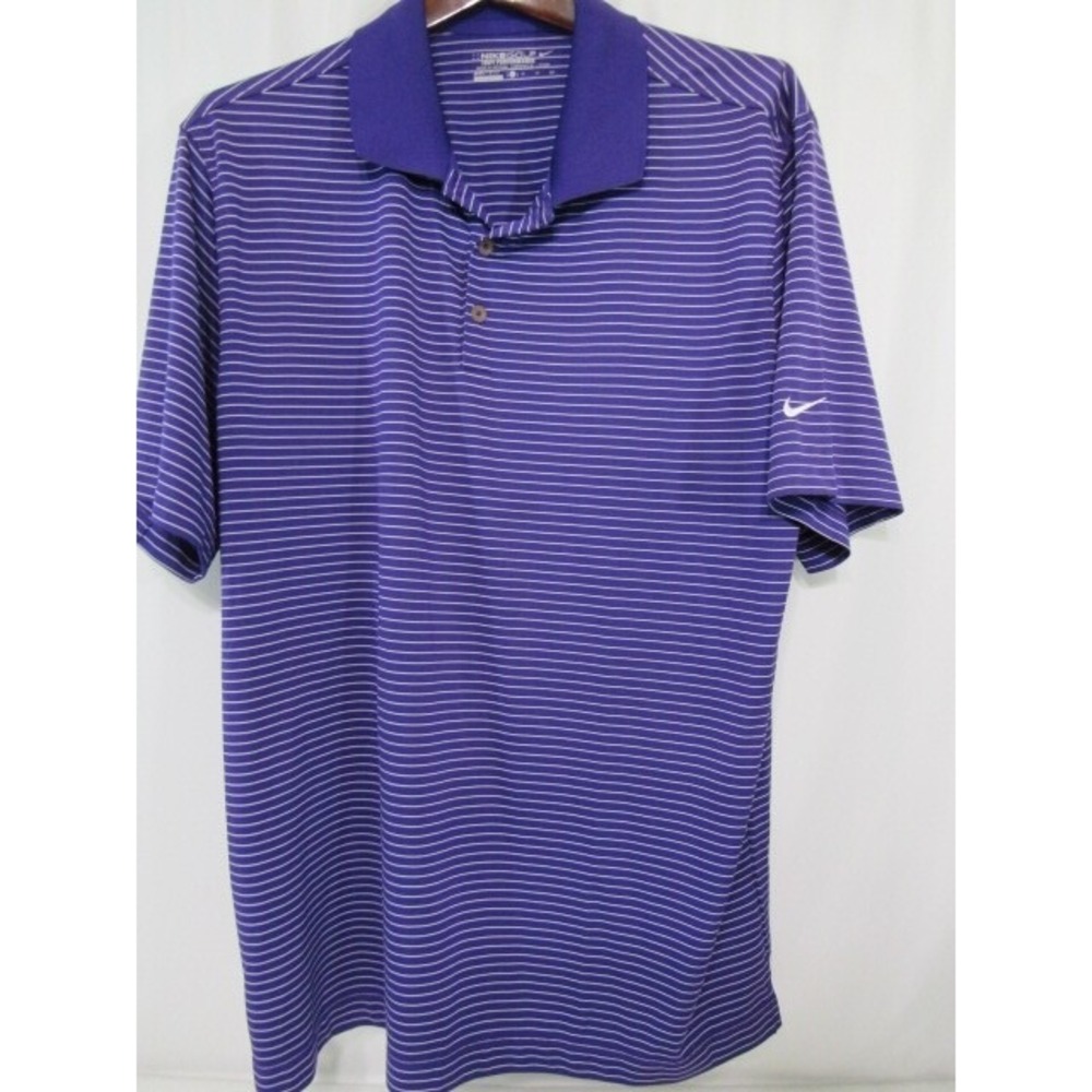 Nike Golf Dri-Fit Polyester Mens XL Purple Polo Shirt Performance Lightweight